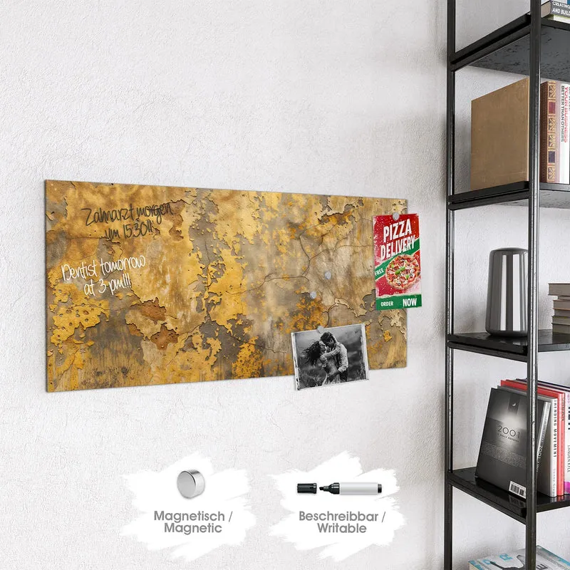 Glas Magnettafel - Gelbe Patina
