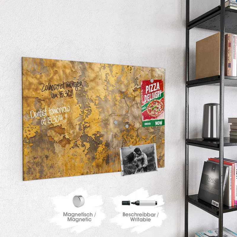 Glas Magnettafel - Gelbe Patina