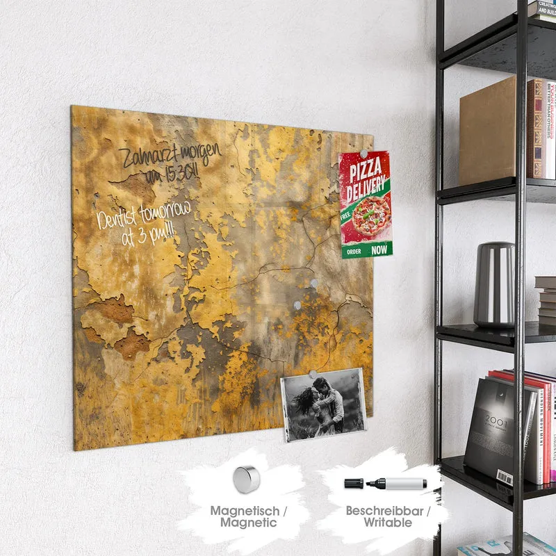 Glas Magnettafel - Gelbe Patina