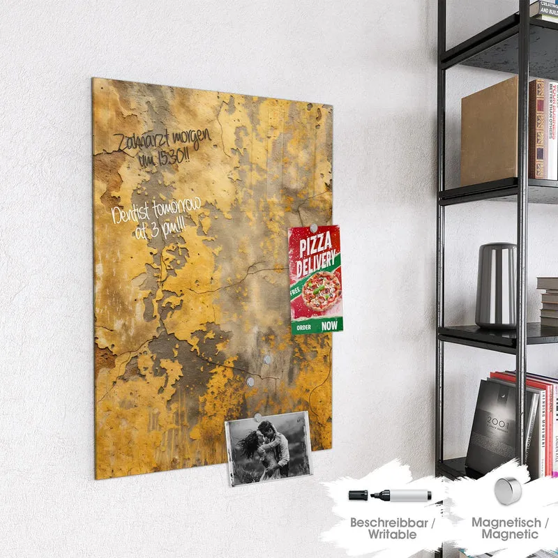 Glas Magnettafel - Gelbe Patina
