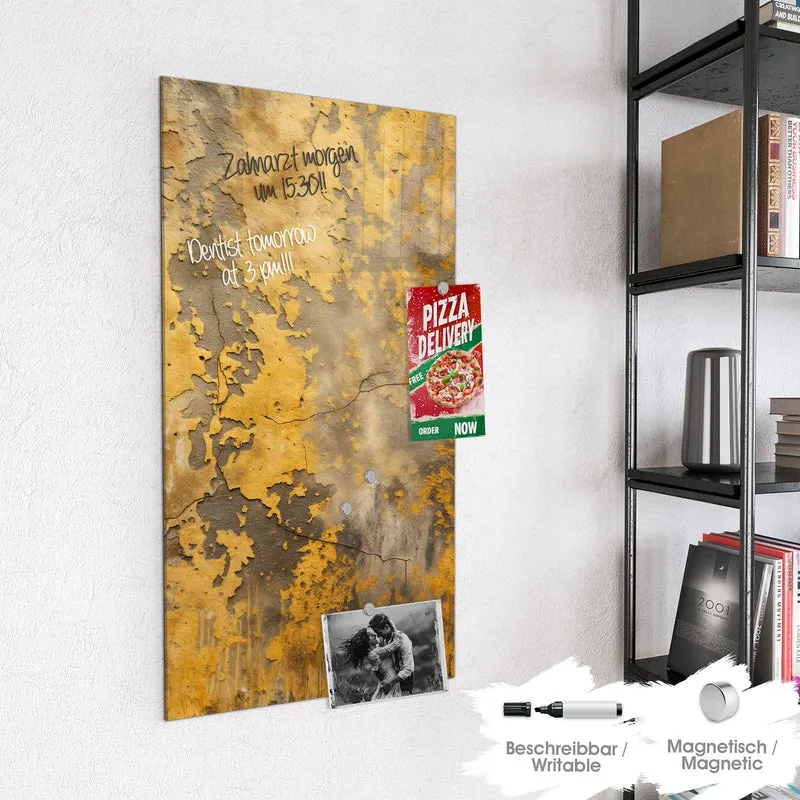 Glas Magnettafel - Gelbe Patina