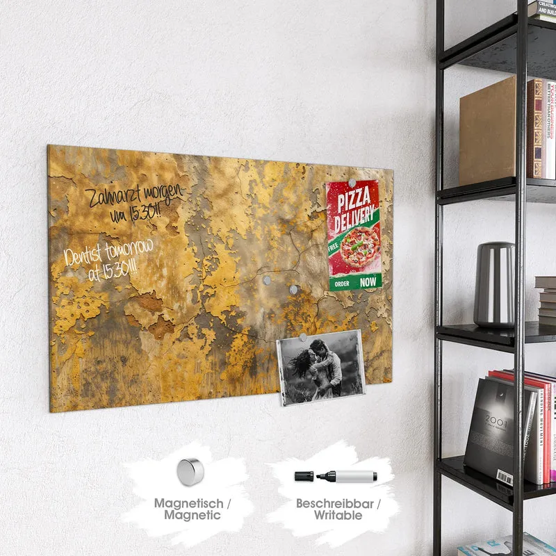 Glas Magnettafel - Gelbe Patina