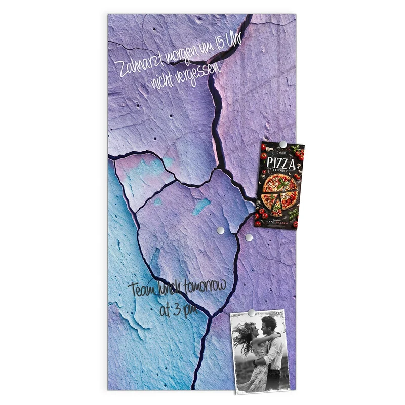 Glas Magnettafel - Risse in Violett