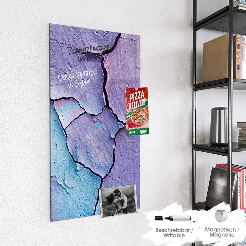 Glas Magnettafel - Risse in Violett