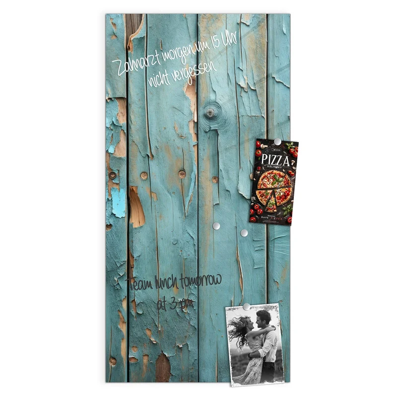Glas Magnettafel - Abblätternde Holzplanken