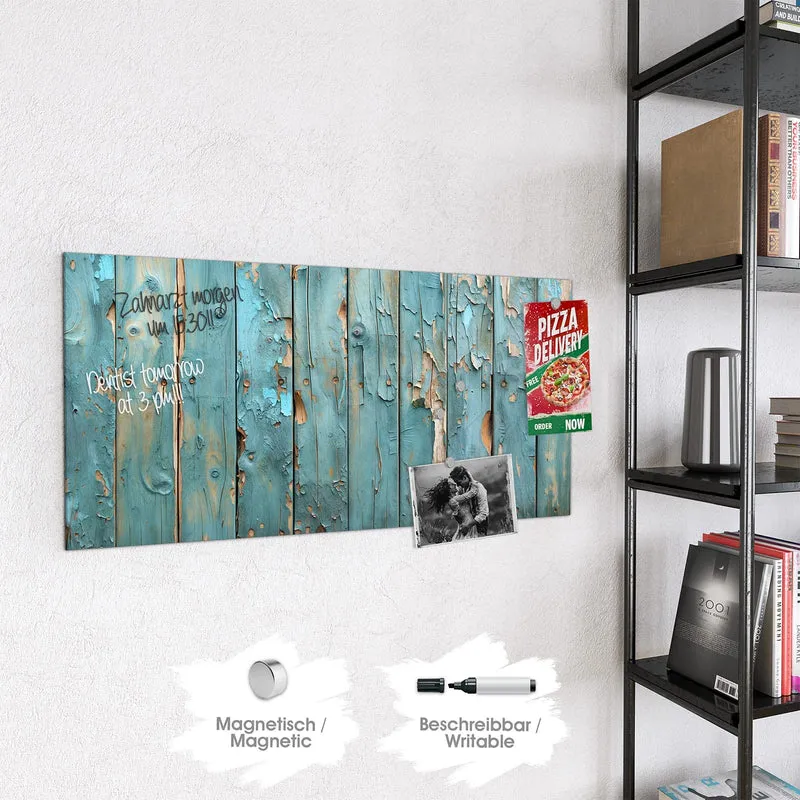 Glas Magnettafel - Abblätternde Holzplanken