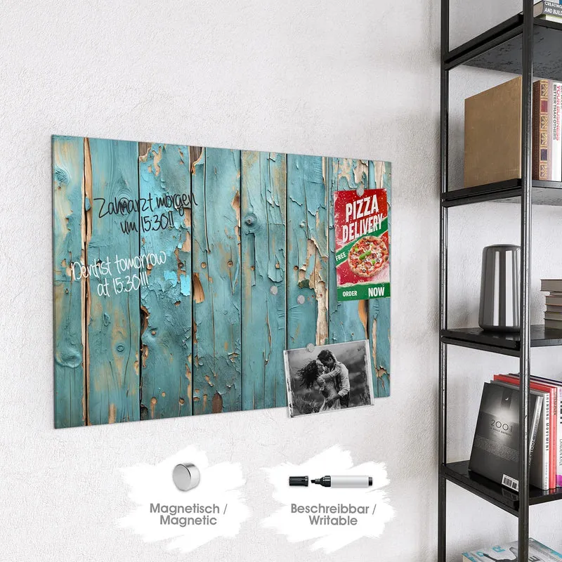 Glas Magnettafel - Abblätternde Holzplanken