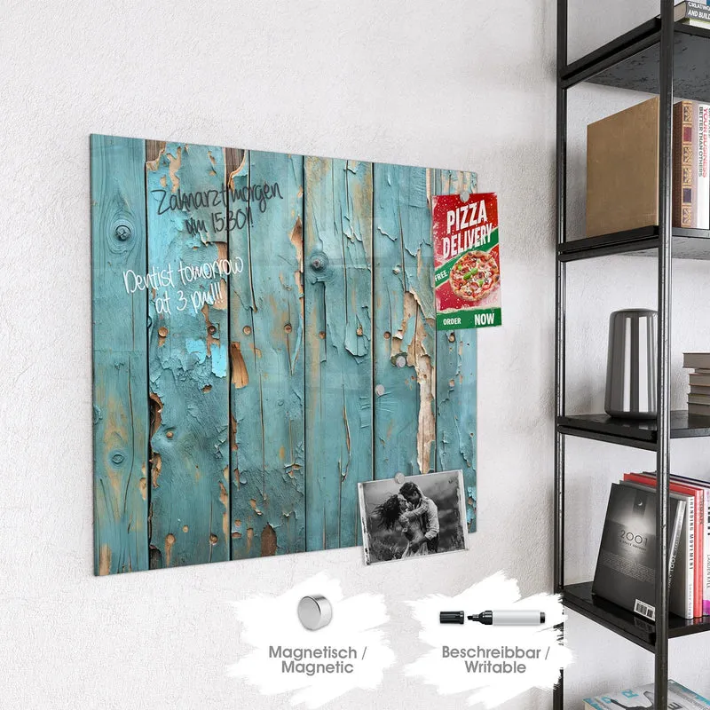Glas Magnettafel - Abblätternde Holzplanken