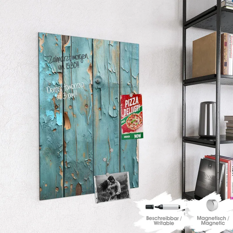 Glas Magnettafel - Abblätternde Holzplanken