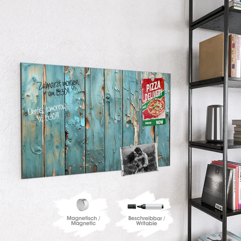Glas Magnettafel - Abblätternde Holzplanken