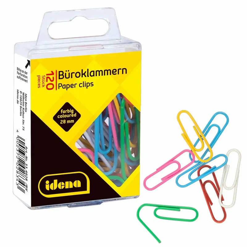 Idena Büroklammern Metall kunststoffummantelt mehrfarbig - 120 Stück