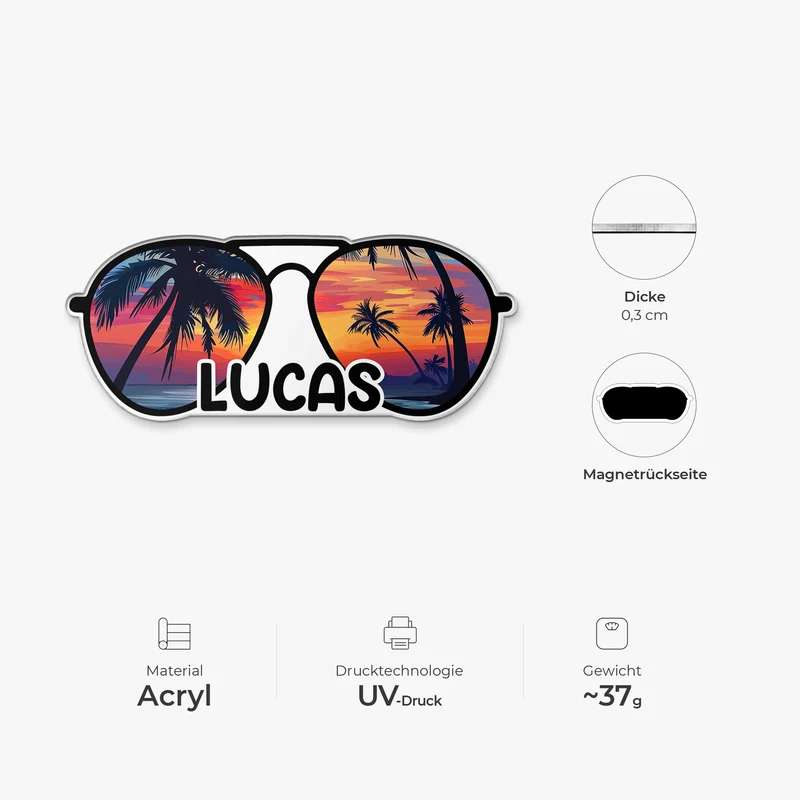 Sonnenbrille - Personalisiertes Geschenk | Acryl Magnet Frauen Männer