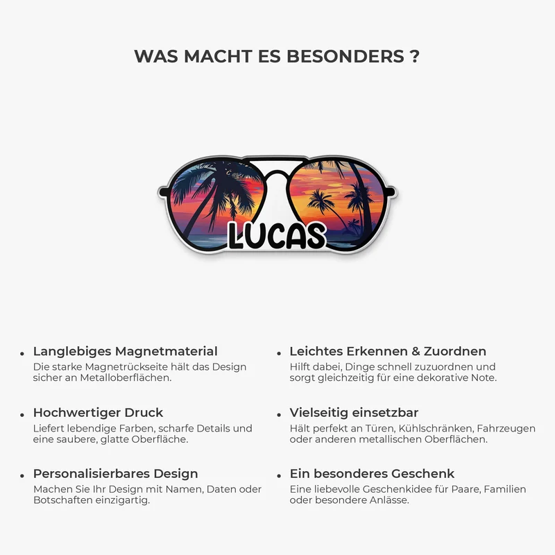 Sonnenbrille - Personalisiertes Geschenk | Acryl Magnet Frauen Männer