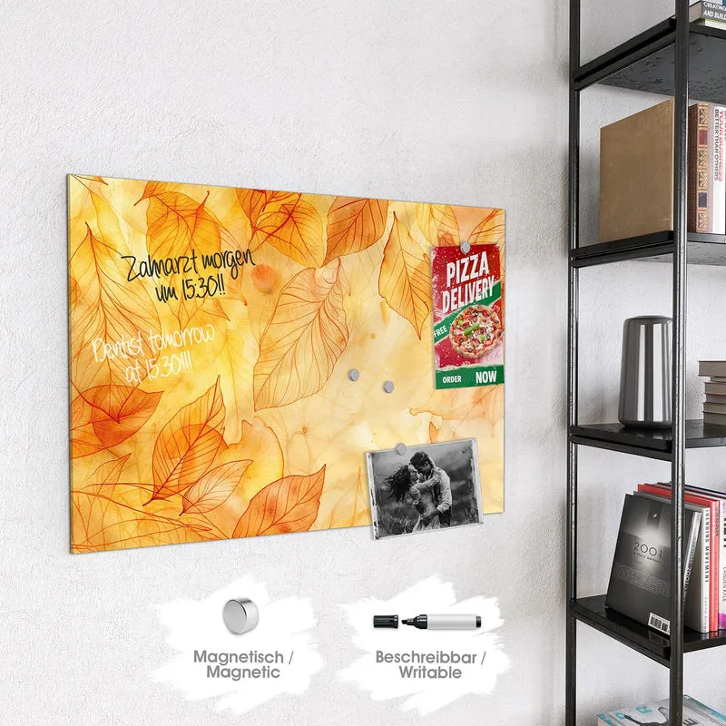 Glas Magnettafel - Durchscheinendes Laub