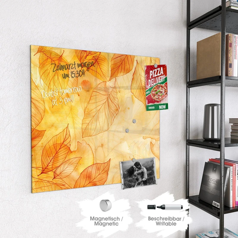 Glas Magnettafel - Durchscheinendes Laub