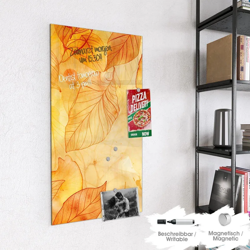 Glas Magnettafel - Durchscheinendes Laub