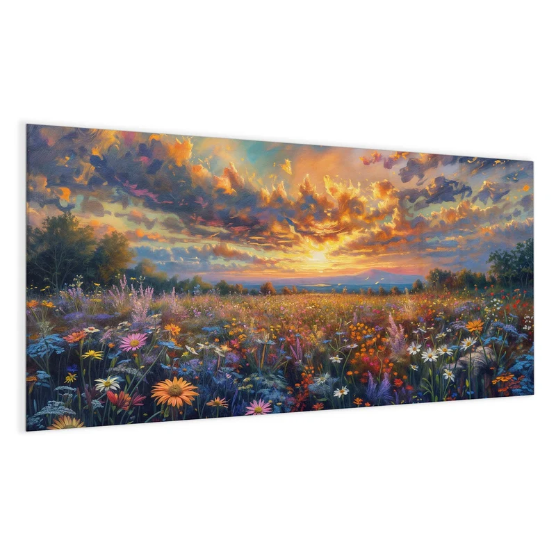 Glas Magnettafel - Gemalte Wildblumen