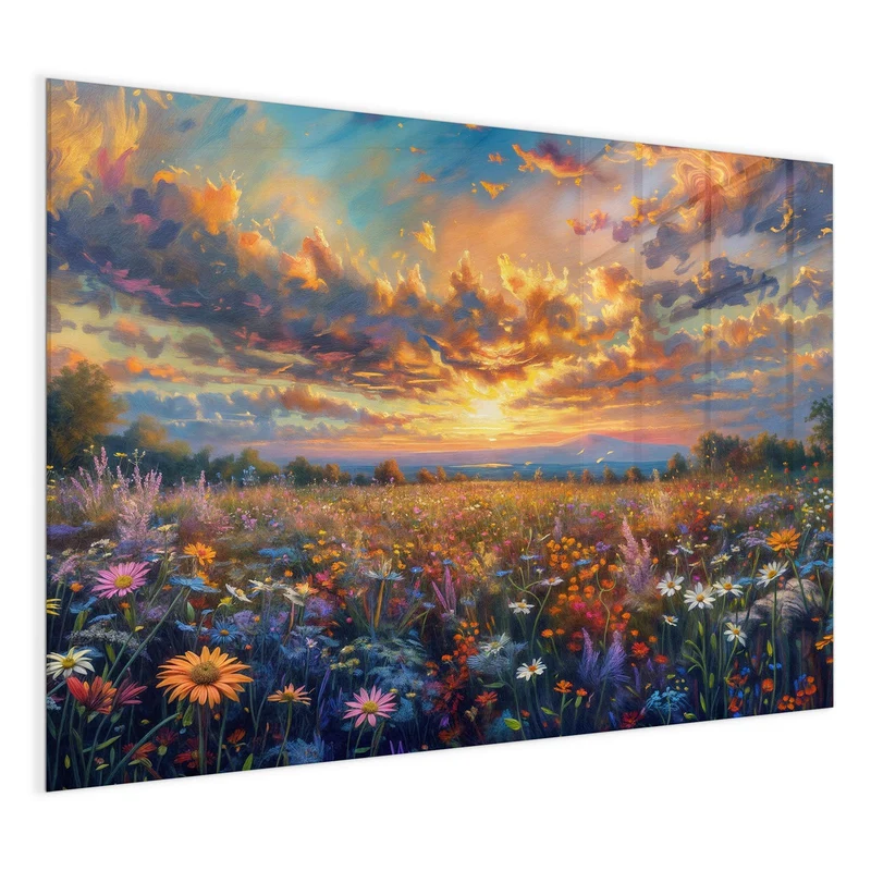 Glas Magnettafel - Gemalte Wildblumen