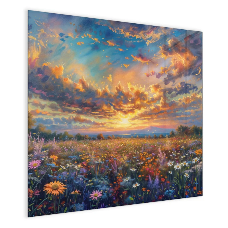 Glas Magnettafel - Gemalte Wildblumen