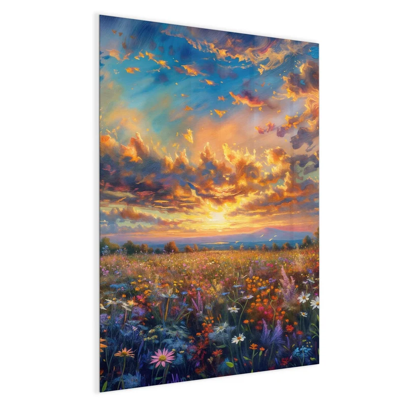Glas Magnettafel - Gemalte Wildblumen