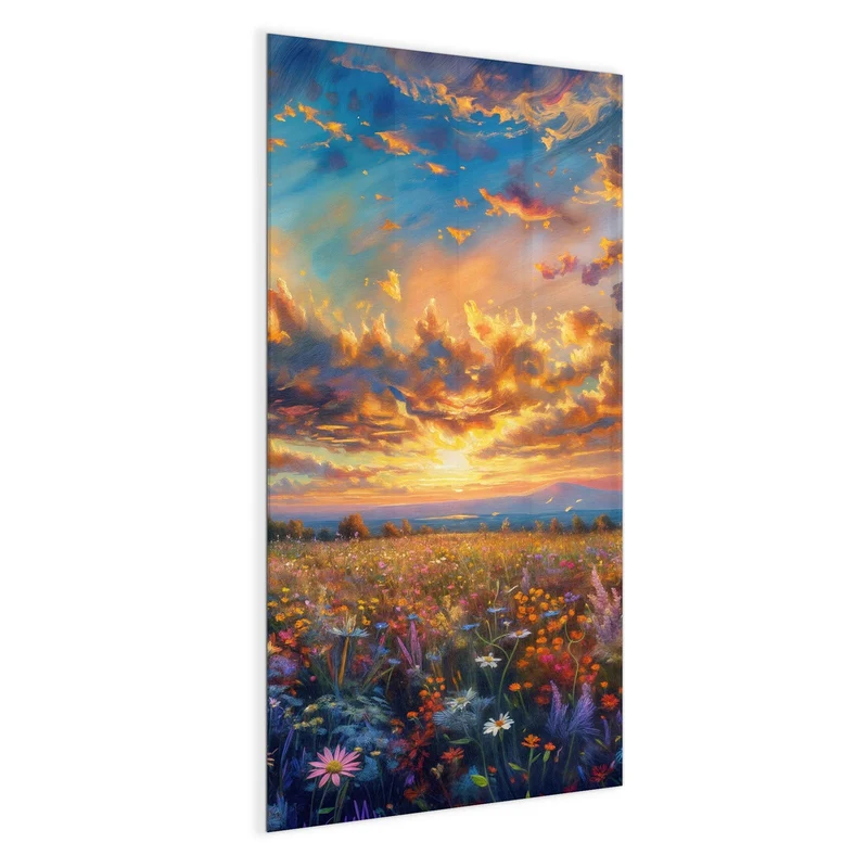 Glas Magnettafel - Gemalte Wildblumen
