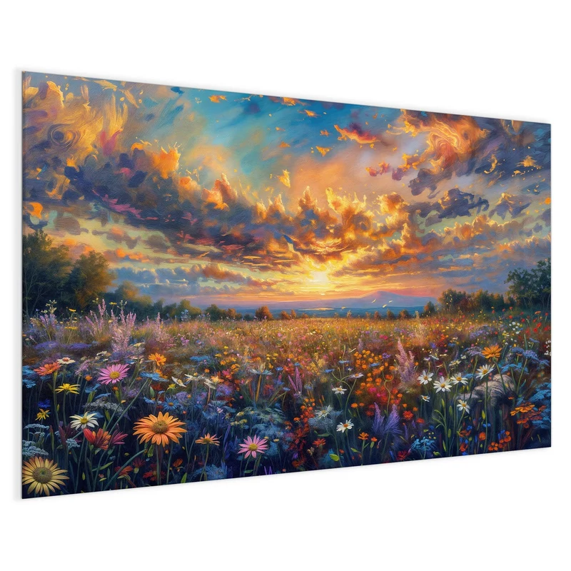 Glas Magnettafel - Gemalte Wildblumen