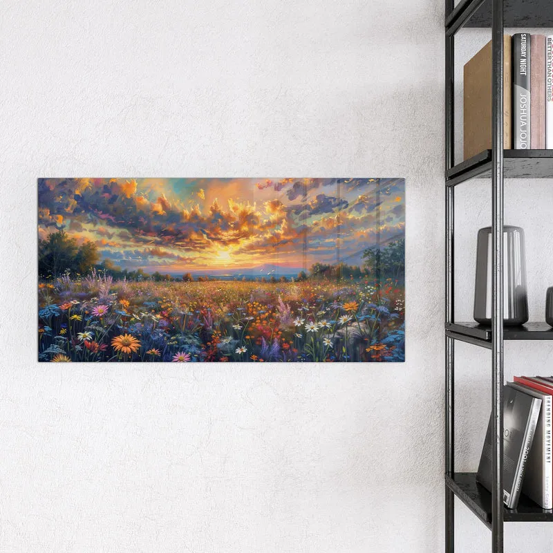 Glas Magnettafel - Gemalte Wildblumen