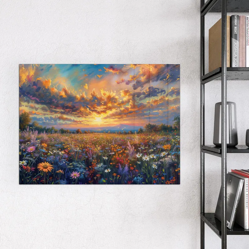 Glas Magnettafel - Gemalte Wildblumen