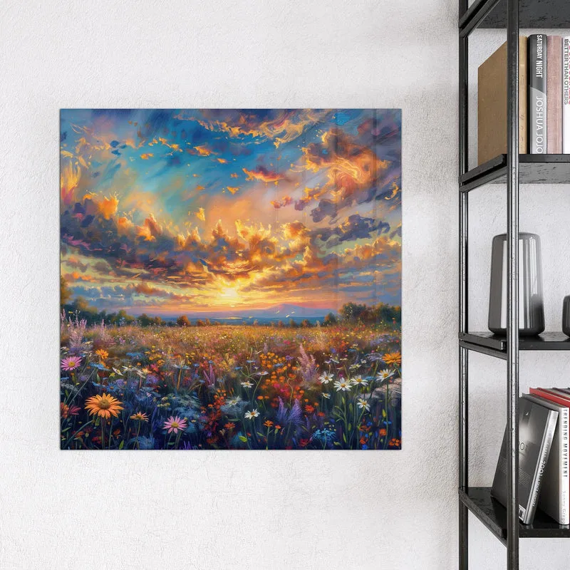 Glas Magnettafel - Gemalte Wildblumen