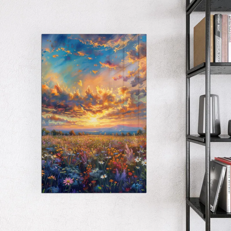 Glas Magnettafel - Gemalte Wildblumen