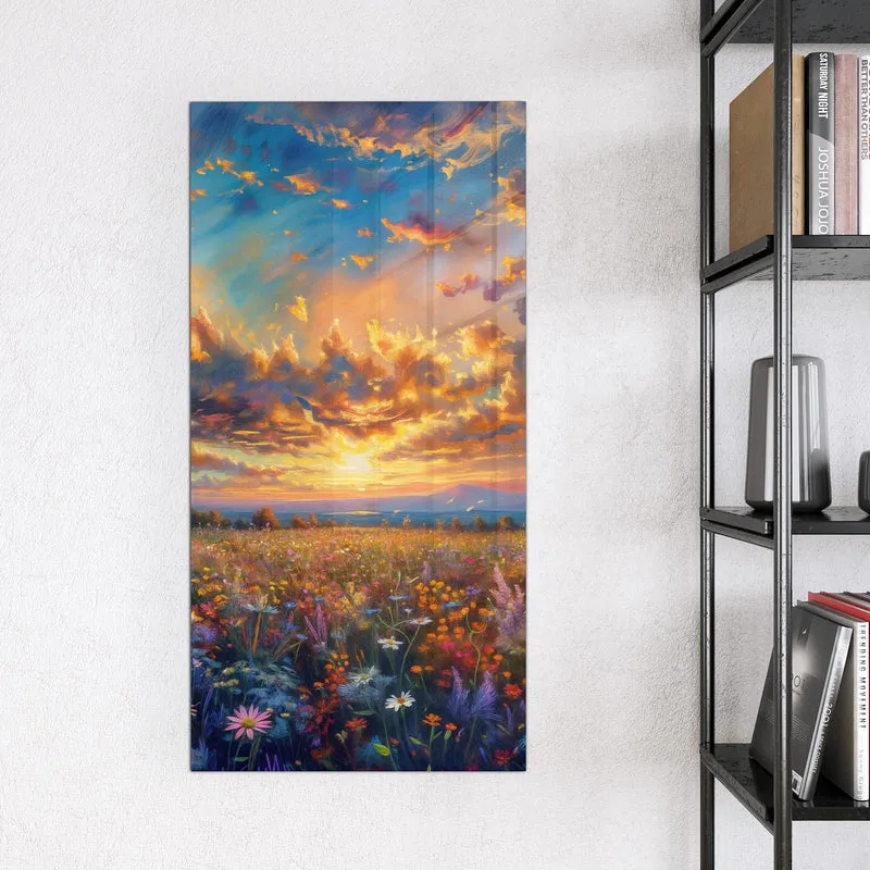 Glas Magnettafel - Gemalte Wildblumen