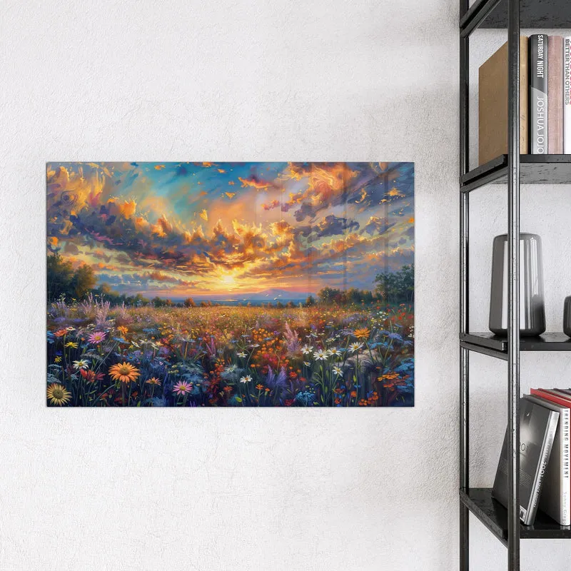 Glas Magnettafel - Gemalte Wildblumen