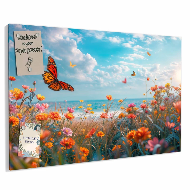 Metall Magnettafel - Blütenwiese am Meer