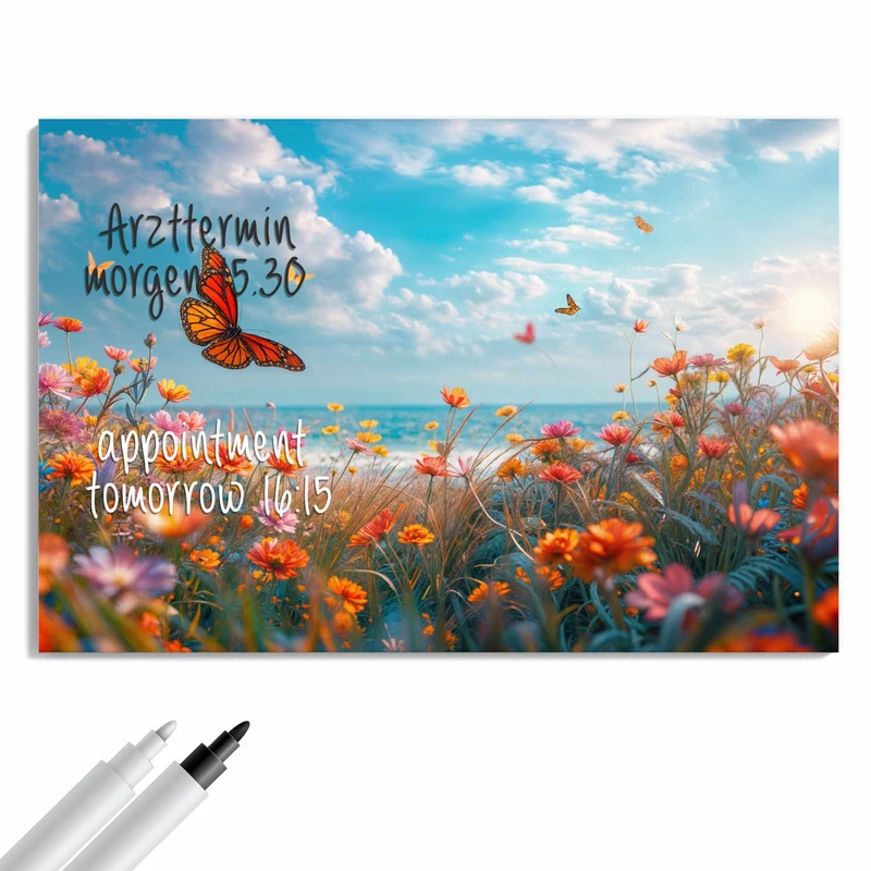 Metall Magnettafel - Blütenwiese am Meer