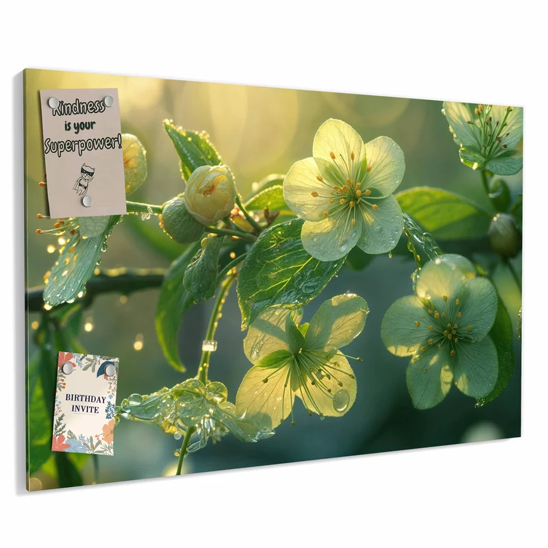Metall Magnettafel - Blüten mit Morgentau