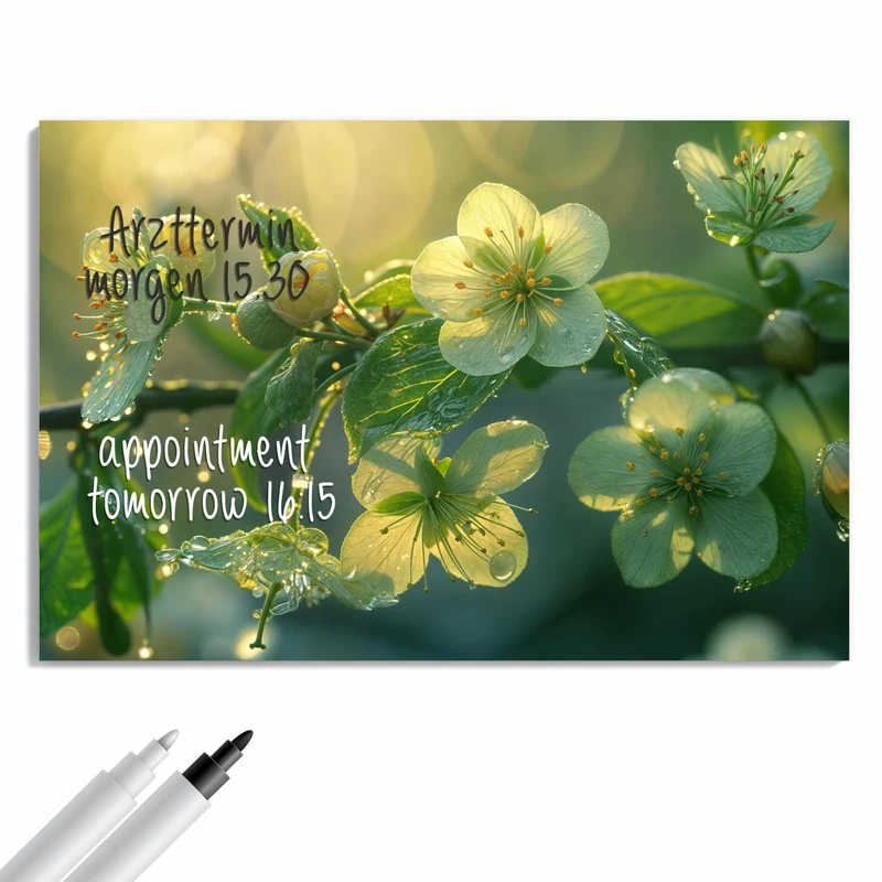 Metall Magnettafel - Blüten mit Morgentau