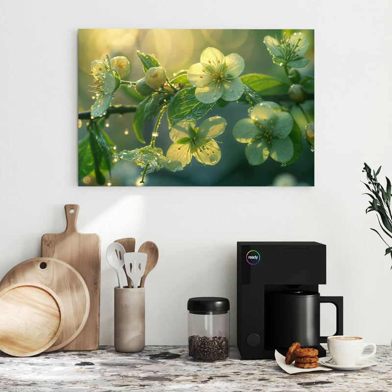Metall Magnettafel - Blüten mit Morgentau