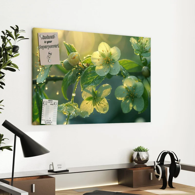 Metall Magnettafel - Blüten mit Morgentau