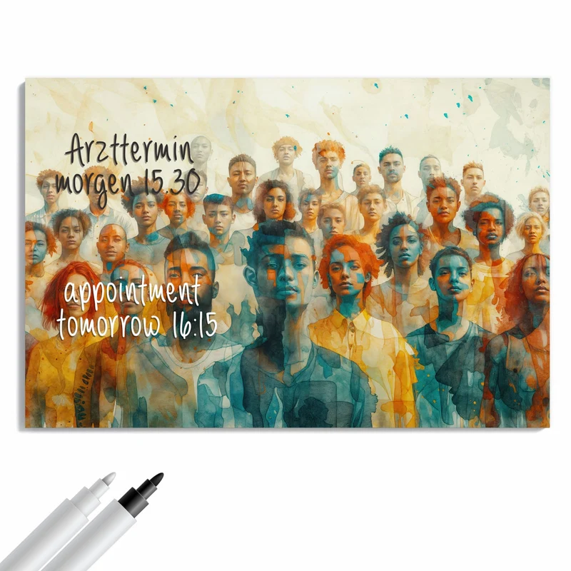 Metall Magnettafel - Menschen in Aquarell