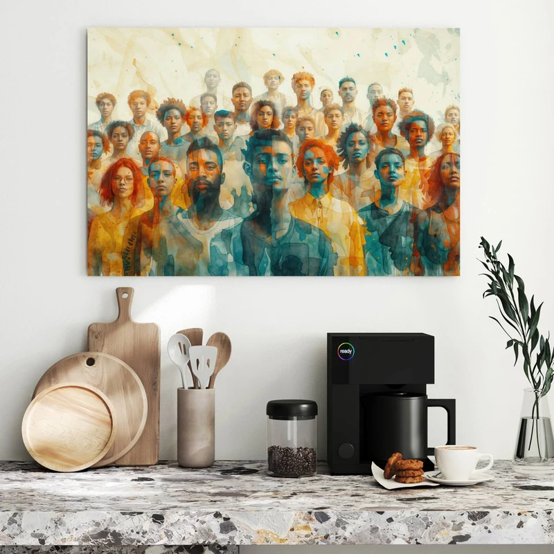 Metall Magnettafel - Menschen in Aquarell