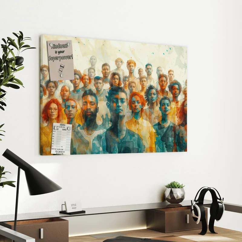 Metall Magnettafel - Menschen in Aquarell