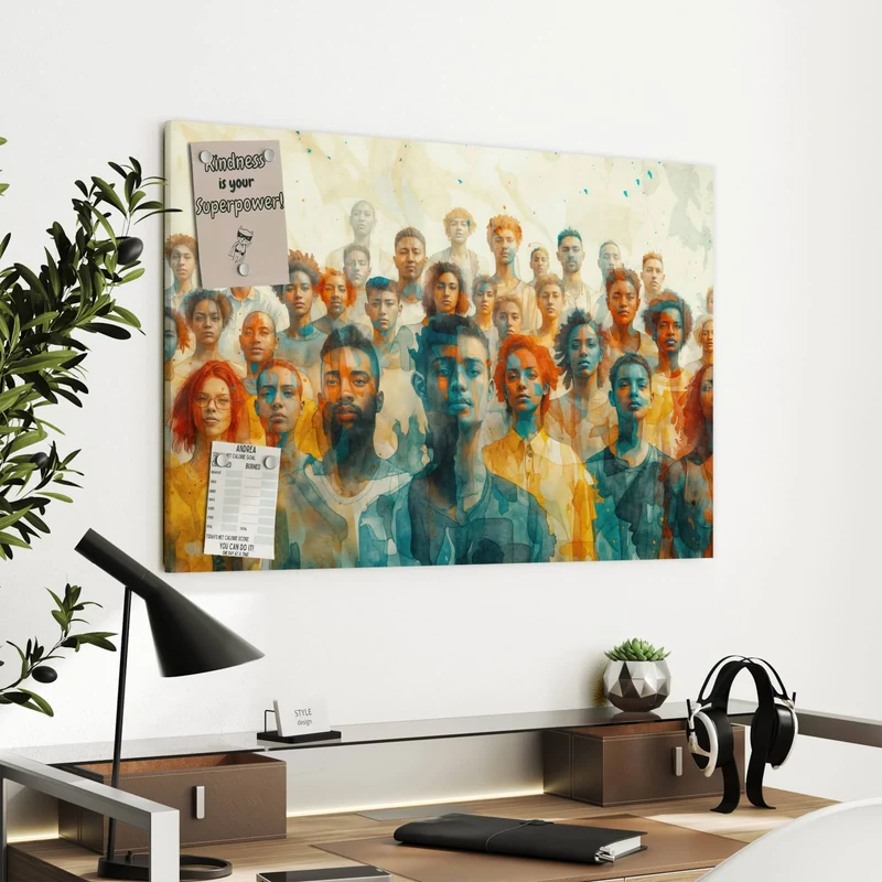 Metall Magnettafel - Menschen in Aquarell