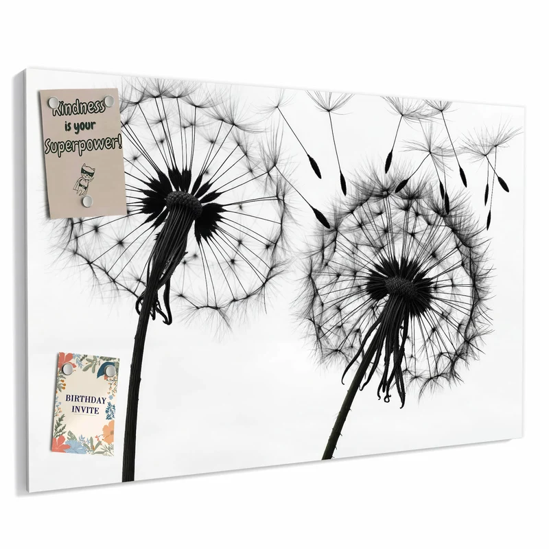Metall Magnettafel - Pusteblumen in Grau