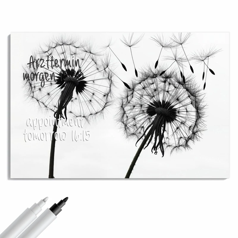 Metall Magnettafel - Pusteblumen in Grau