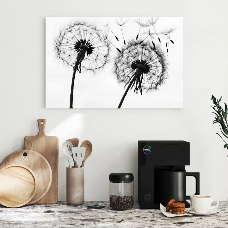 Metall Magnettafel - Pusteblumen in Grau
