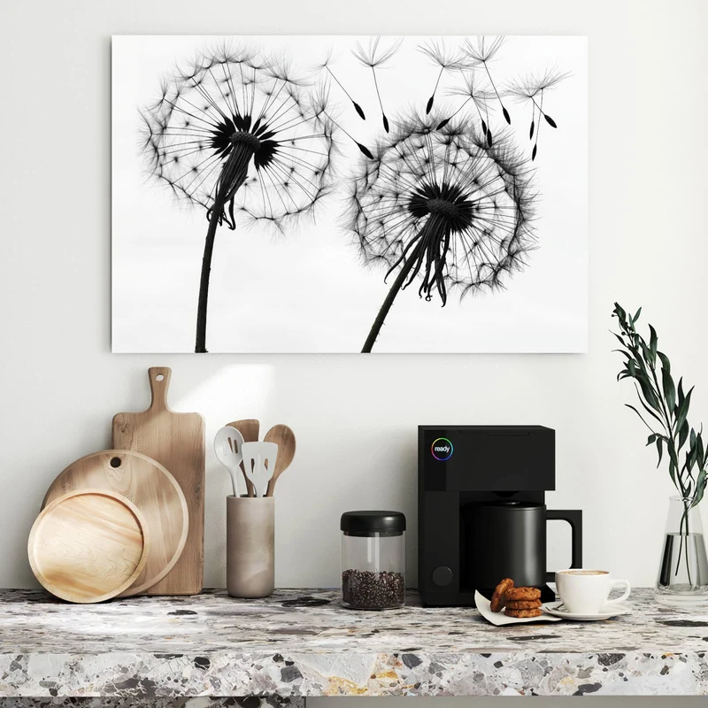 Metall Magnettafel - Pusteblumen in Grau
