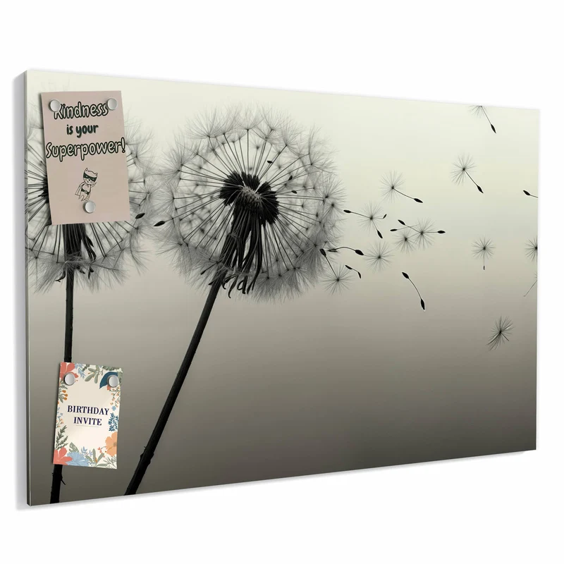 Metall Magnettafel - Pusteblume in Sepia