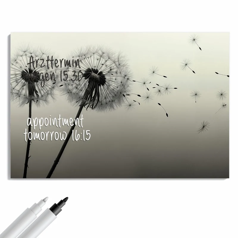Metall Magnettafel - Pusteblume in Sepia