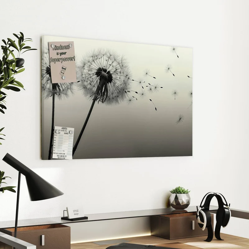 Metall Magnettafel - Pusteblume in Sepia