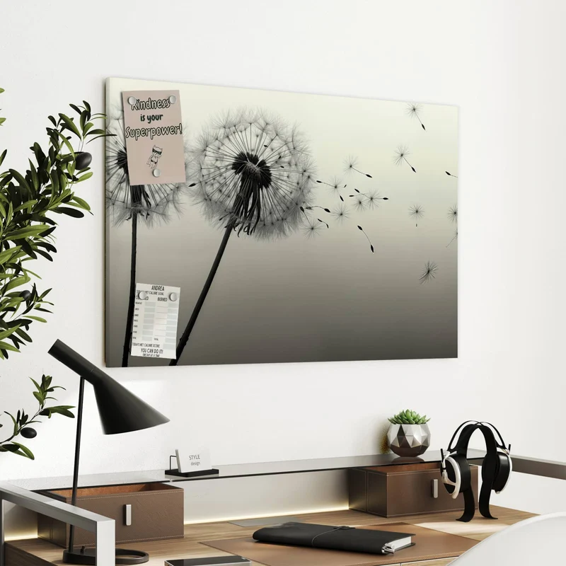 Metall Magnettafel - Pusteblume in Sepia